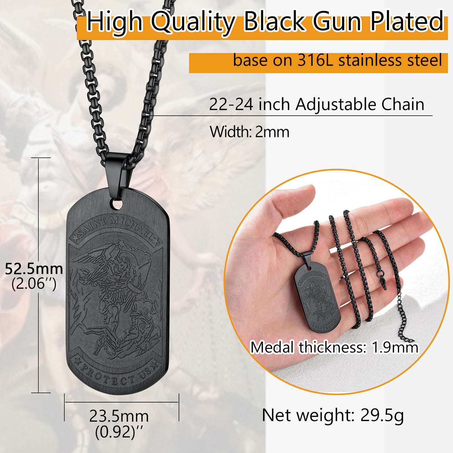 The Archangel Saint Michael Dog Tag Necklace for Men