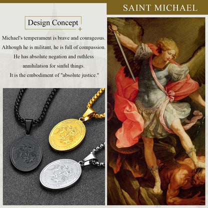 Customized Saint Michael Necklace with Picture for Men Women