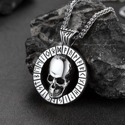 Flash Sale Viking Runes Skull Necklace For Men