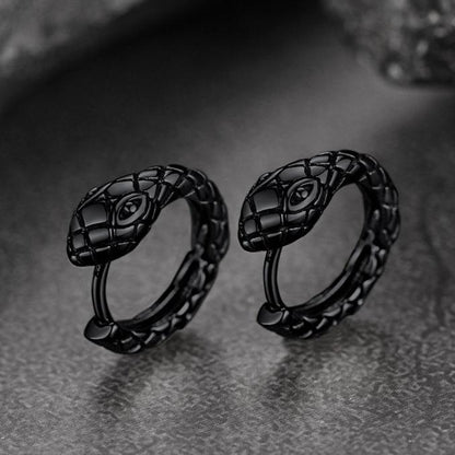 Gothic Snake Huggie Hoop Earrings for Men Women