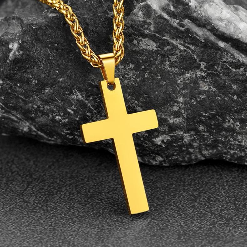 Stainless Steel Cross Pendant Necklace For Men