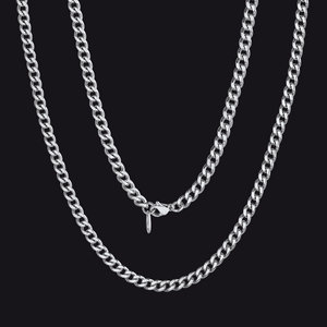 Silver Miami Cuban Link Chain Necklace for Men - Close-up Detail