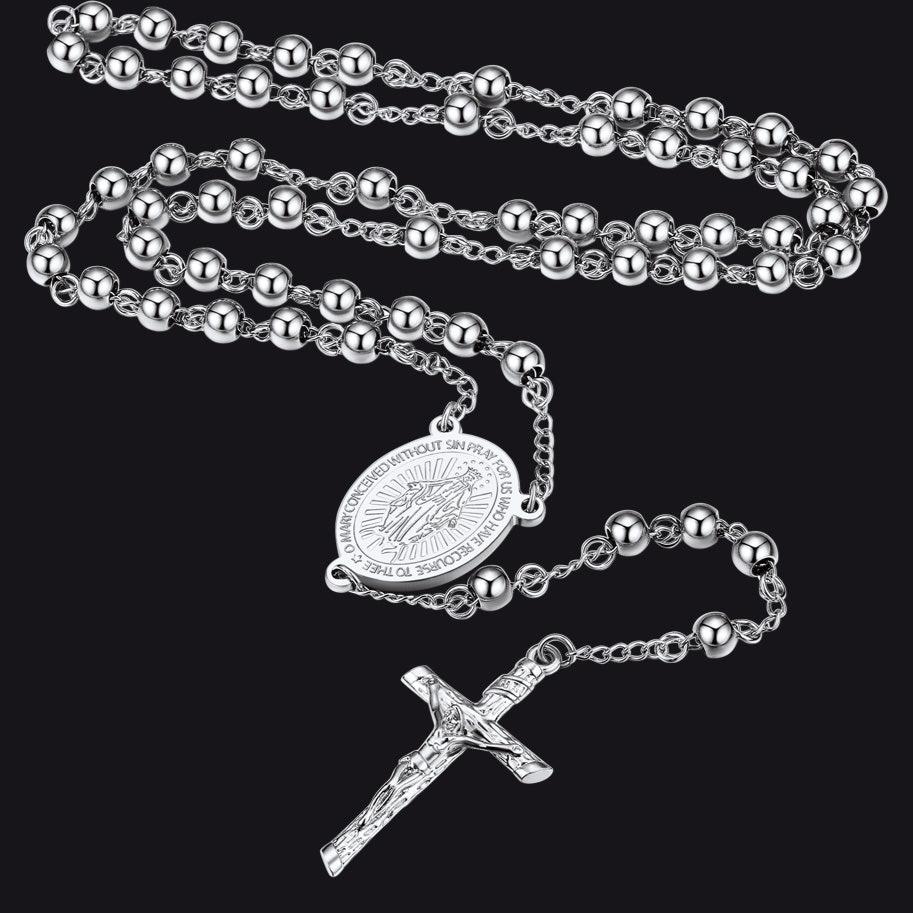 FaithHeart Virgin Mary Rosary Necklace for Women FaithHeart