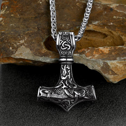 Norse Viking Thor's Hammer Necklace Mjolnir Pendant for Men