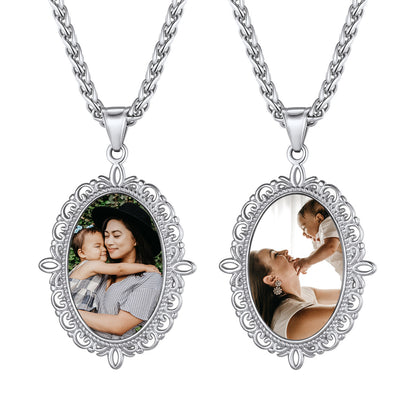 Collier photo double face personnalisé vintage pour hommes et femmes
