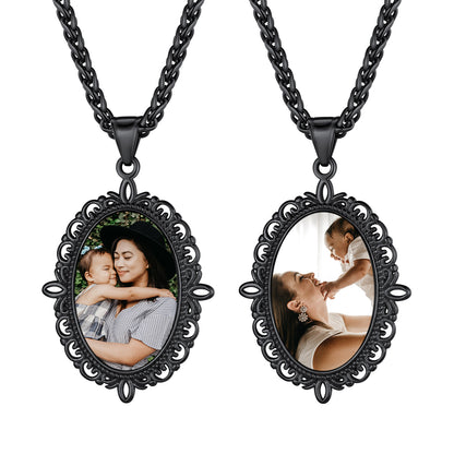 Collier photo double face personnalisé vintage pour hommes et femmes