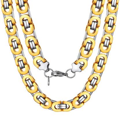 FaithHeart Flat Byzantine Gold Chain Link Necklace For Men FaithHeart