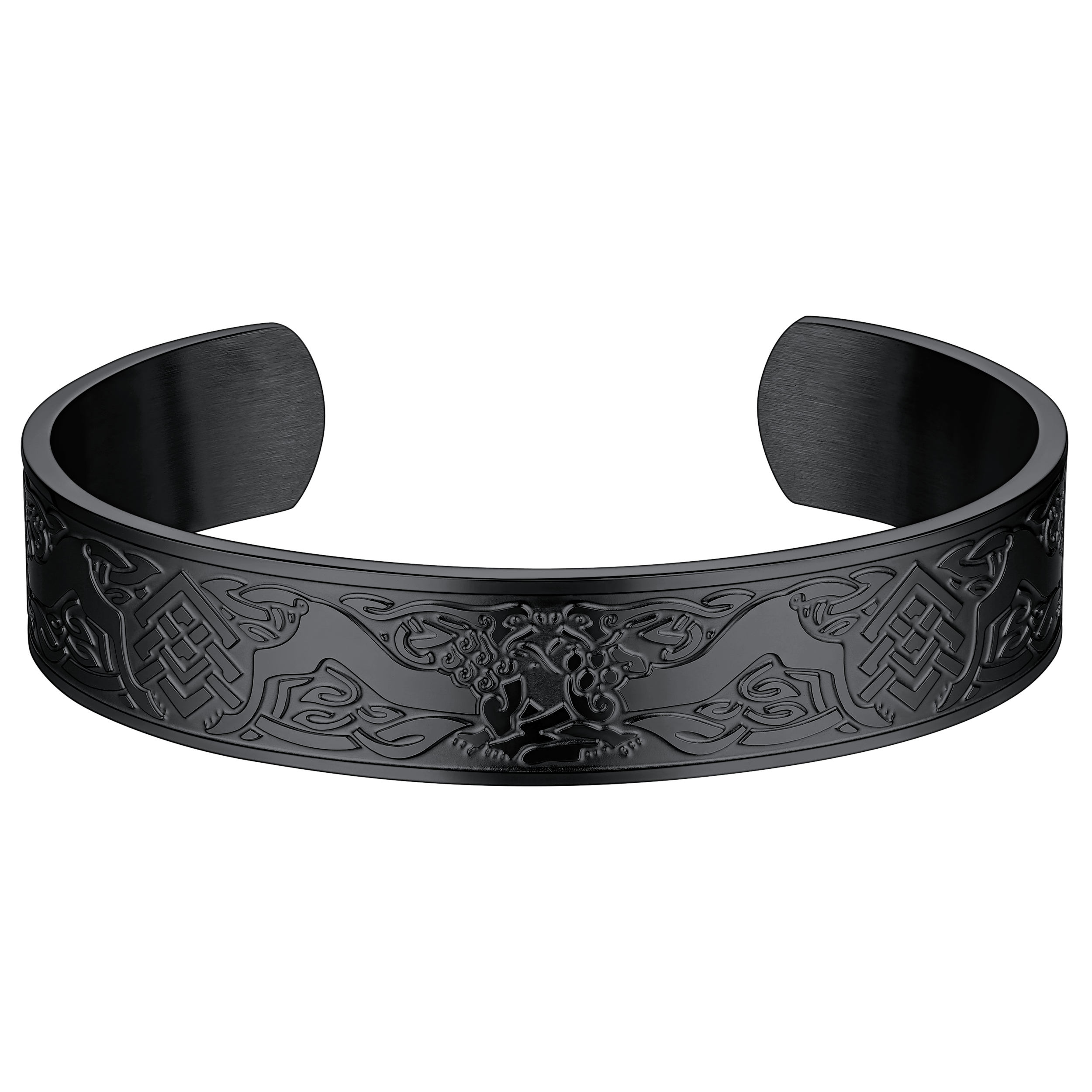 FaithHeart Viking Celtic Wolf Bangles Cuff Bracelet for Men FaithHeart