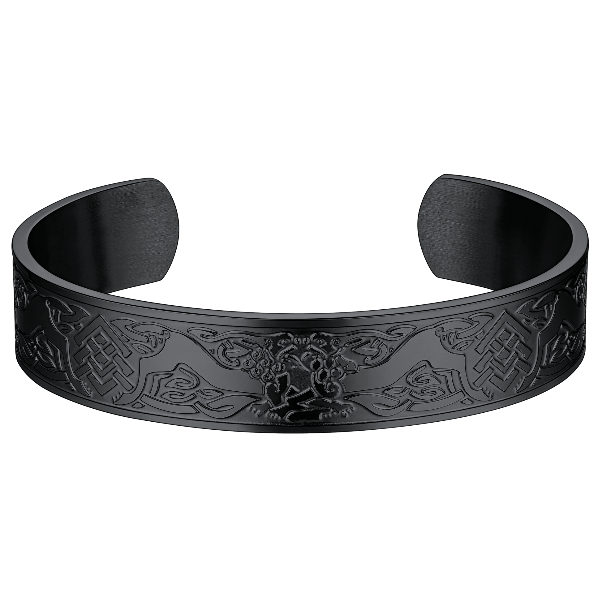 FaithHeart Viking Celtic Wolf Bangles Cuff Bracelet for Men FaithHeart