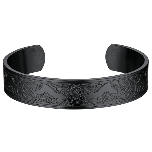 FaithHeart Viking Celtic Wolf Bangles Cuff Bracelet for Men FaithHeart