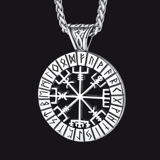 FaithHeart Viking Rune Vegvisir Necklace Pendant For Men FaithHeart