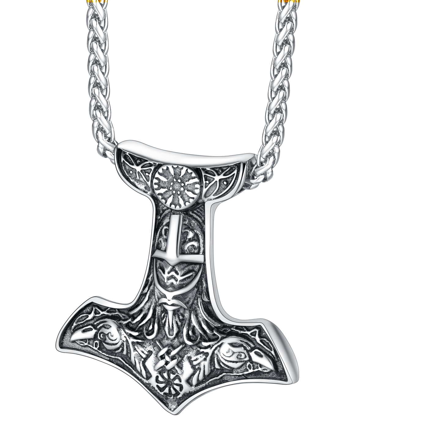 FaithHeart Viking Thor's Hammer Necklace Odin Mjolnir Pendant for Men FaithHeart