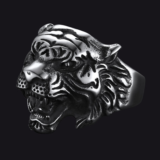 FaithHeart Vintage Tiger Head Ring For Men FaithHeart