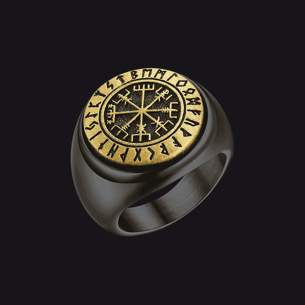 FaithHeart Viking Compass Vegvisir Ring with Runes For Men FaithHeart