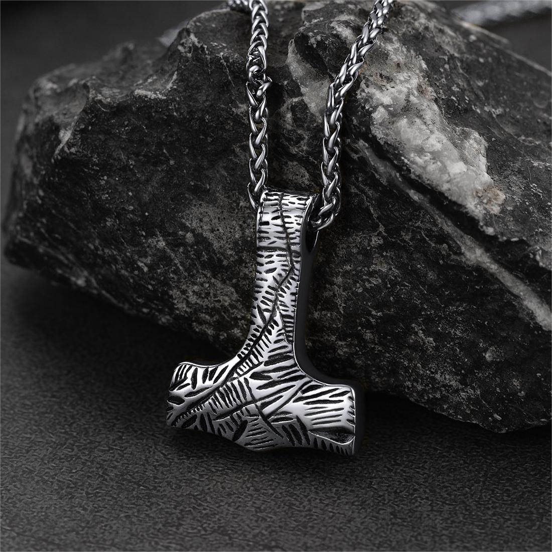 FaithHeart Viking Thor's Hammer Necklace Mjolnir Pendant For Men FaithHeart