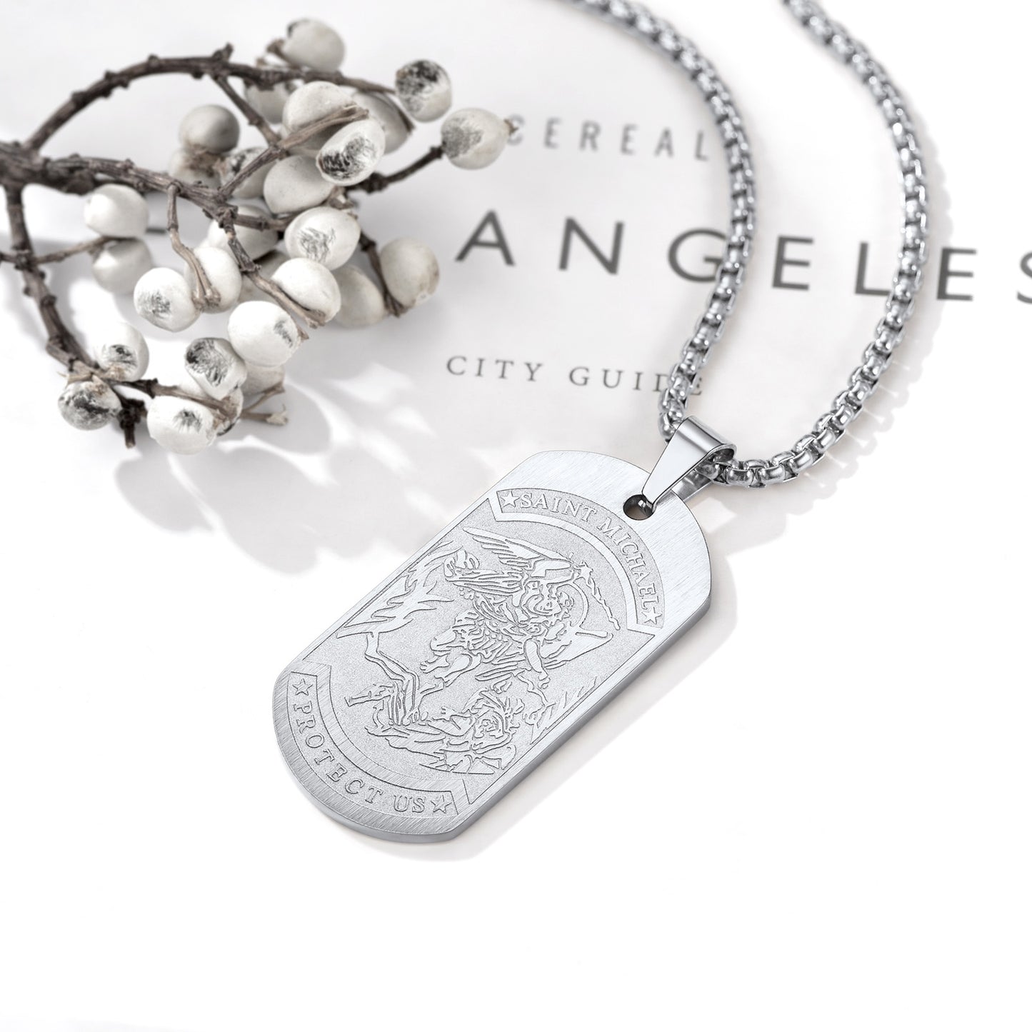 FaithHeart Saint Michael The Archangel Dog Tag Necklace for Men FaithHeart