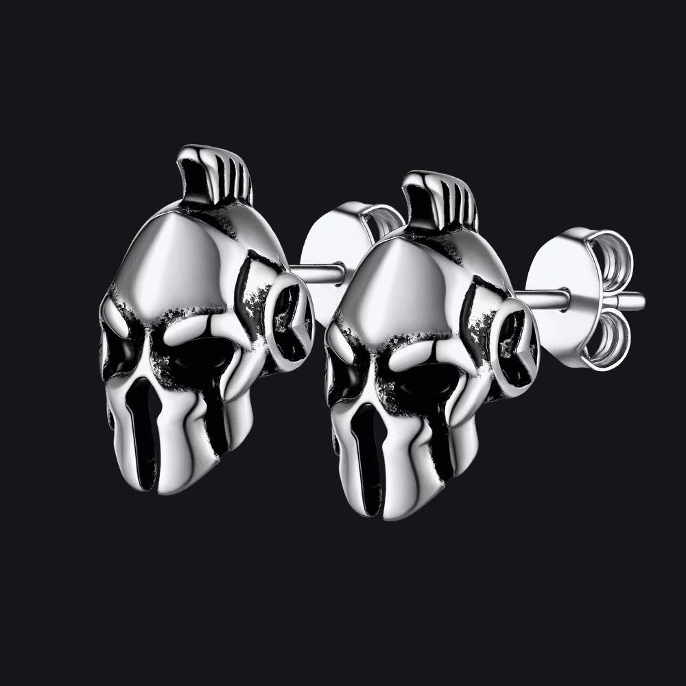Ancient Greek Spartan Helmet Stud Earrings