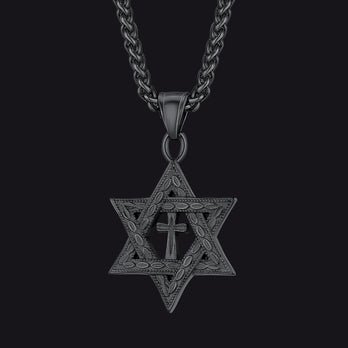 FaithHeart Jewish Star of David Cross Necklace For Men FaithHeart