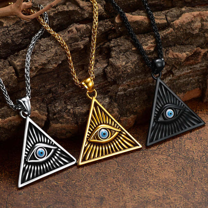 FaithHeart Triangle All Seeing Eye Pendant Necklace For Men FaithHeart