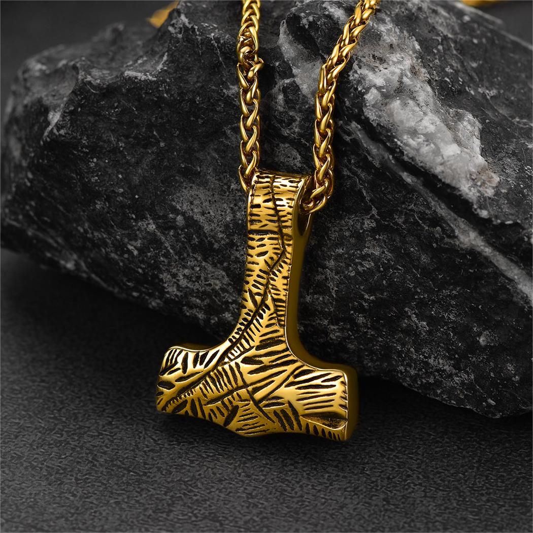 FaithHeart Viking Thor's Hammer Necklace Mjolnir Pendant For Men FaithHeart