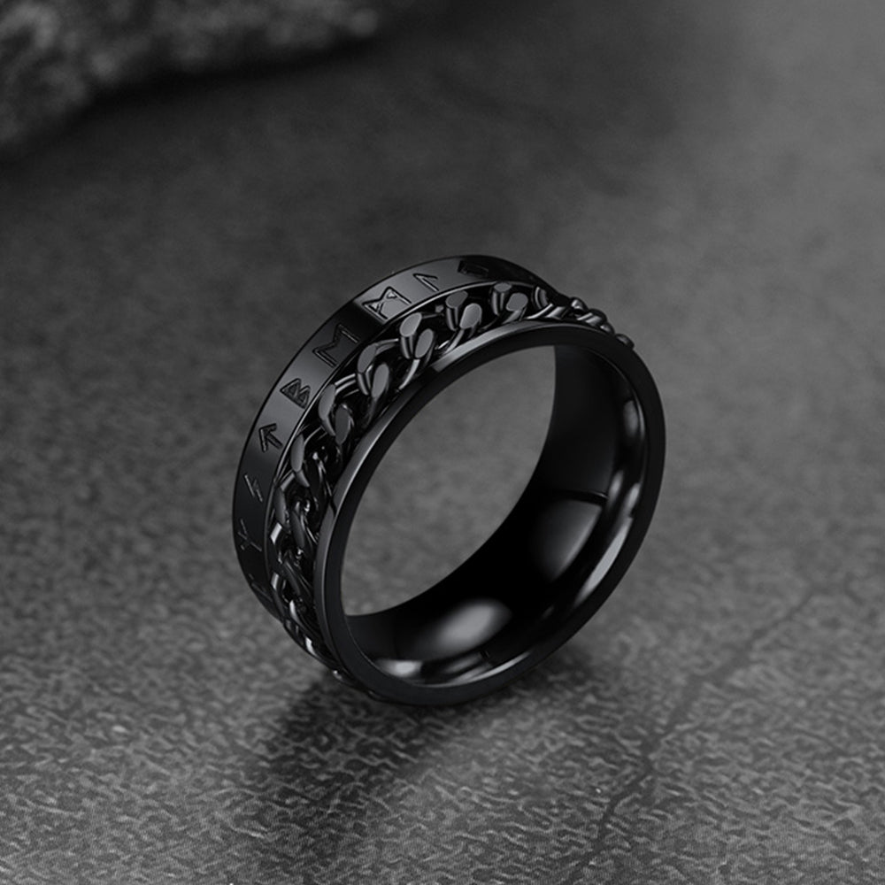 FaithHeart Viking Rune Chain Spinner Anxiety Ring for Men FaithHeart