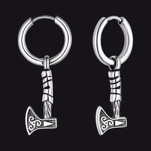 FaithHeart Viking Battle Axe Dangle Hoop Earrings For Men FaithHeart