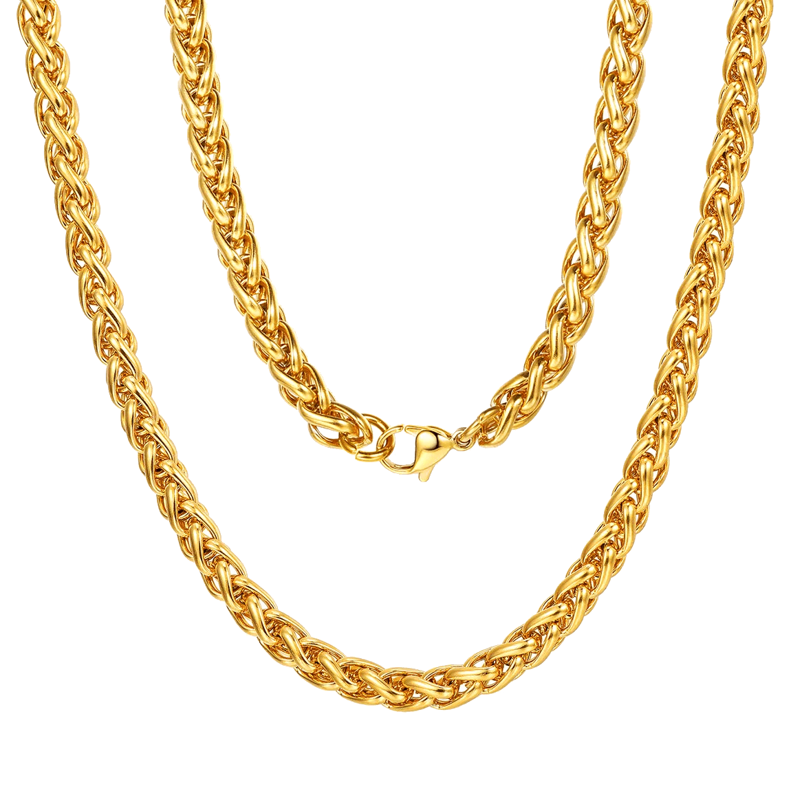 FaithHeart Stainless Steel Spiga Wheat Chain Necklace for Men Women,18''-30'' FaithHeart