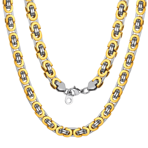 FaithHeart Flat Byzantine Gold Chain Link Necklace For Men FaithHeart
