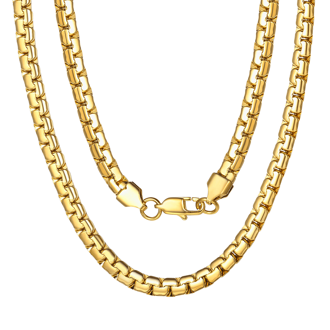 FaithHeart Flat Box Chain Necklace for Men Women FaithHeart