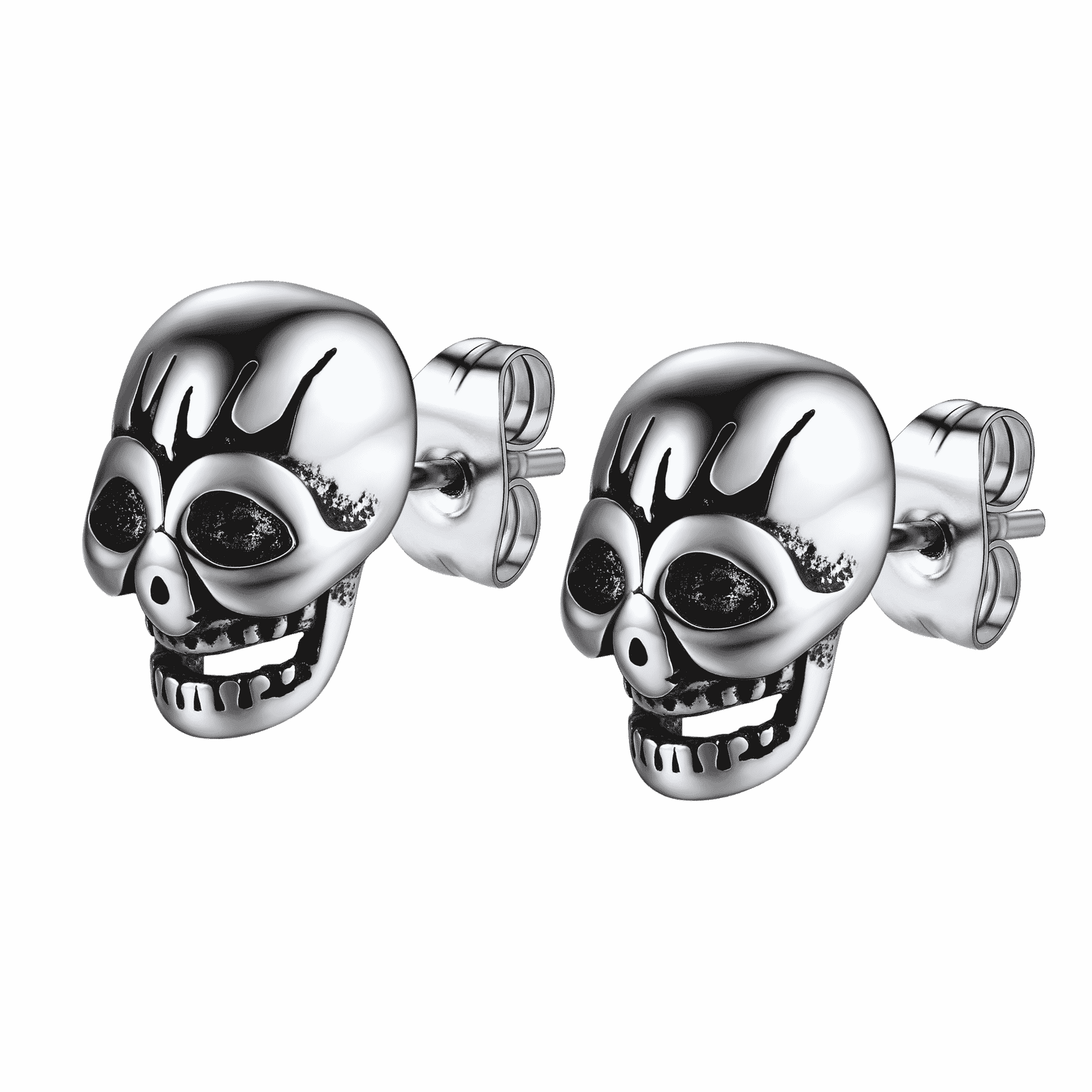 FaithHeart Gothic Skull Stud Earrings For Men Stainless Steel FaithHeart