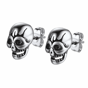 FaithHeart Gothic Skull Stud Earrings For Men Stainless Steel FaithHeart