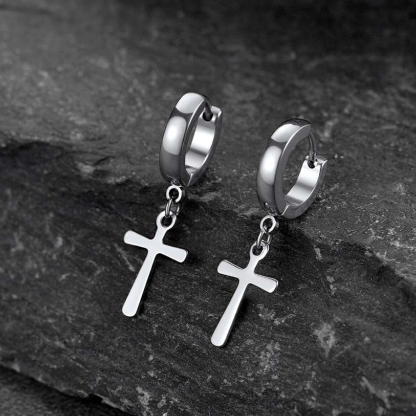 FaithHeart Cross Dangle Drop Earrings For Men 4 Pairs FaithHeart