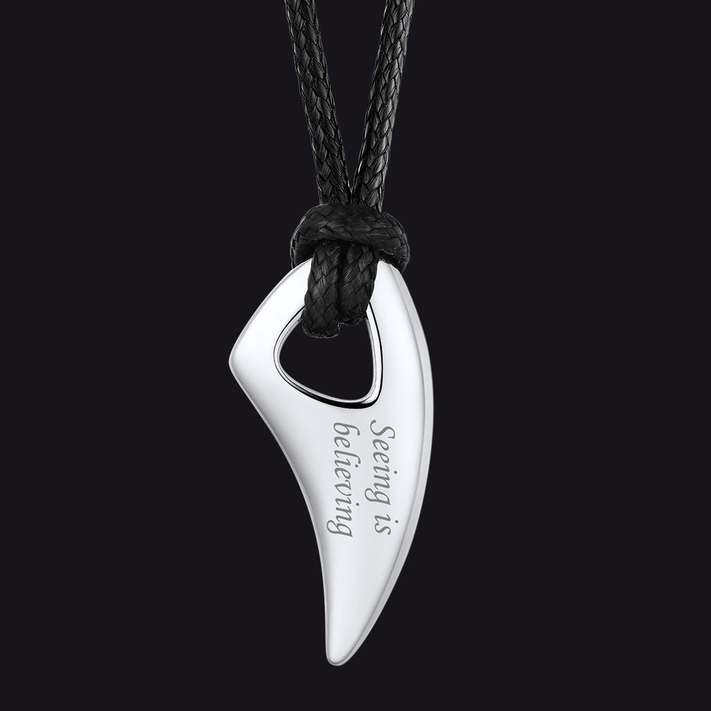 Norse Viking Wolf Tooth Spear Pendant Necklace