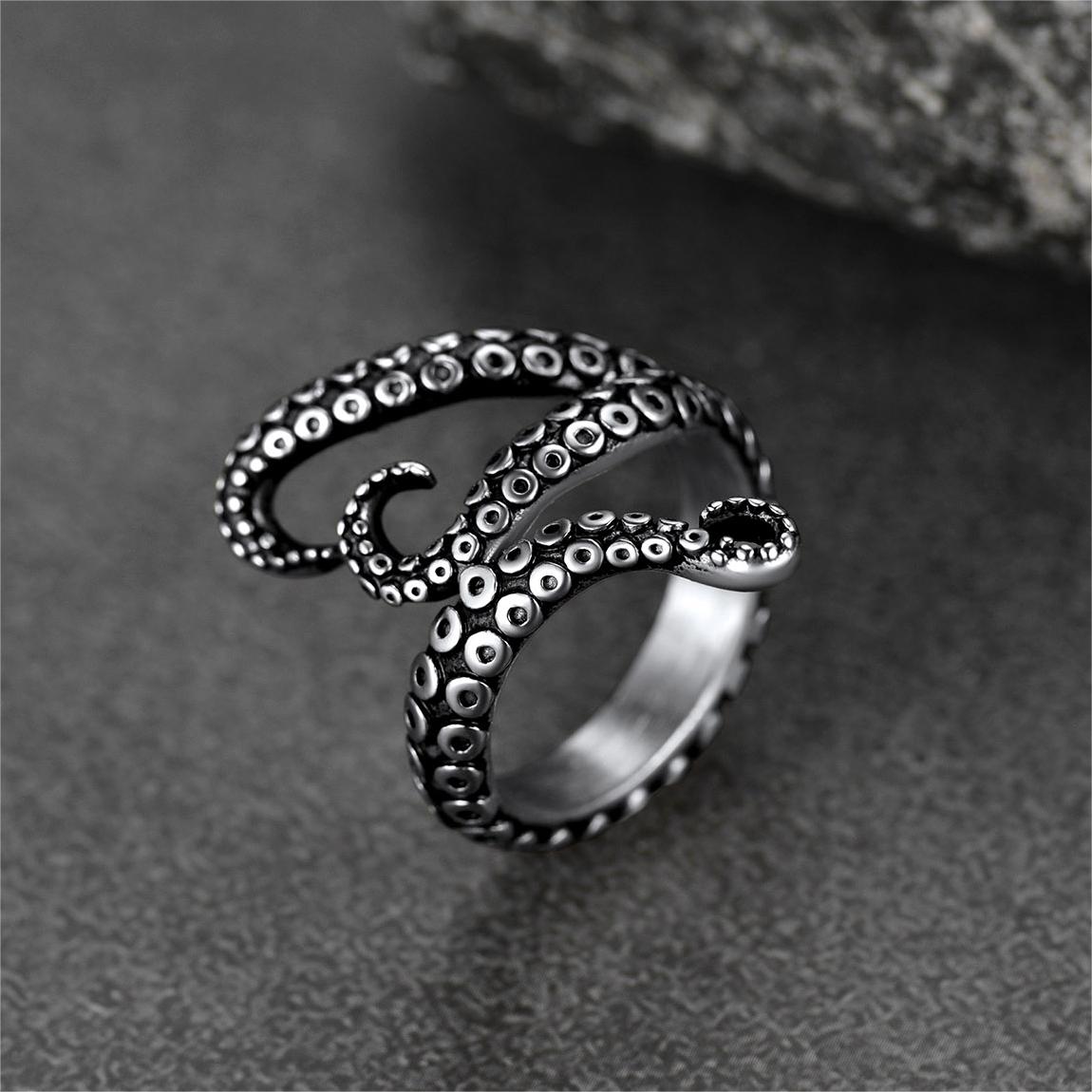 FaithHeart Punk Octopus Tentacle Ring For Men FaithHeart
