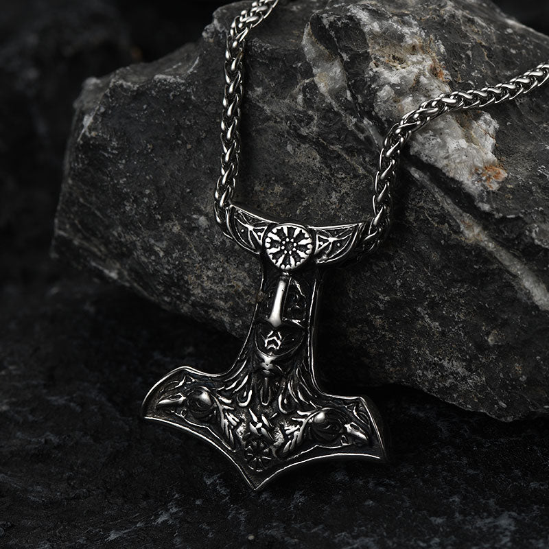 FaithHeart Viking Thor's Hammer Necklace Odin Mjolnir Pendant for Men FaithHeart