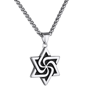 FaithHeart Retro Jewish Star Of David Necklace For Men FaithHeart
