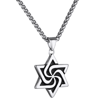 FaithHeart Retro Jewish Star Of David Necklace For Men FaithHeart