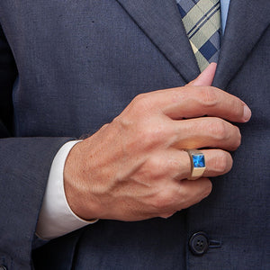FaithHeart Minimalist Birthstone Gemstone Band Ring for Men FaithHeart Jewelry