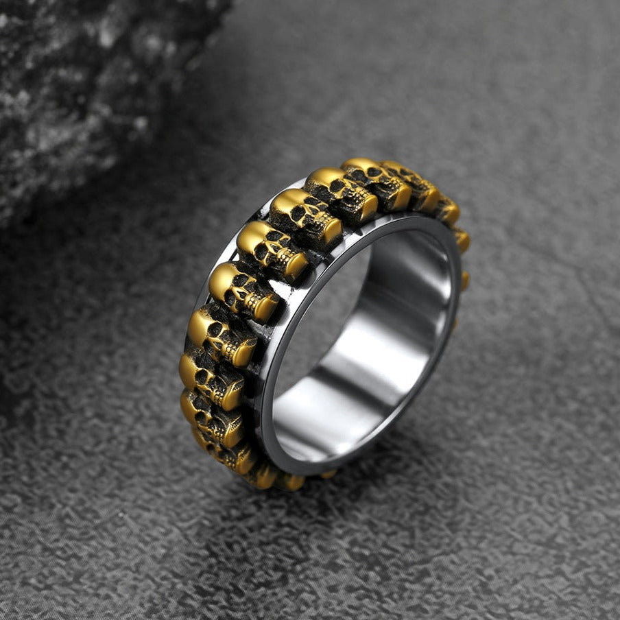 FaithHeart Gothic Skull Ring Fidget Anxiety Ring For Men FaithHeart
