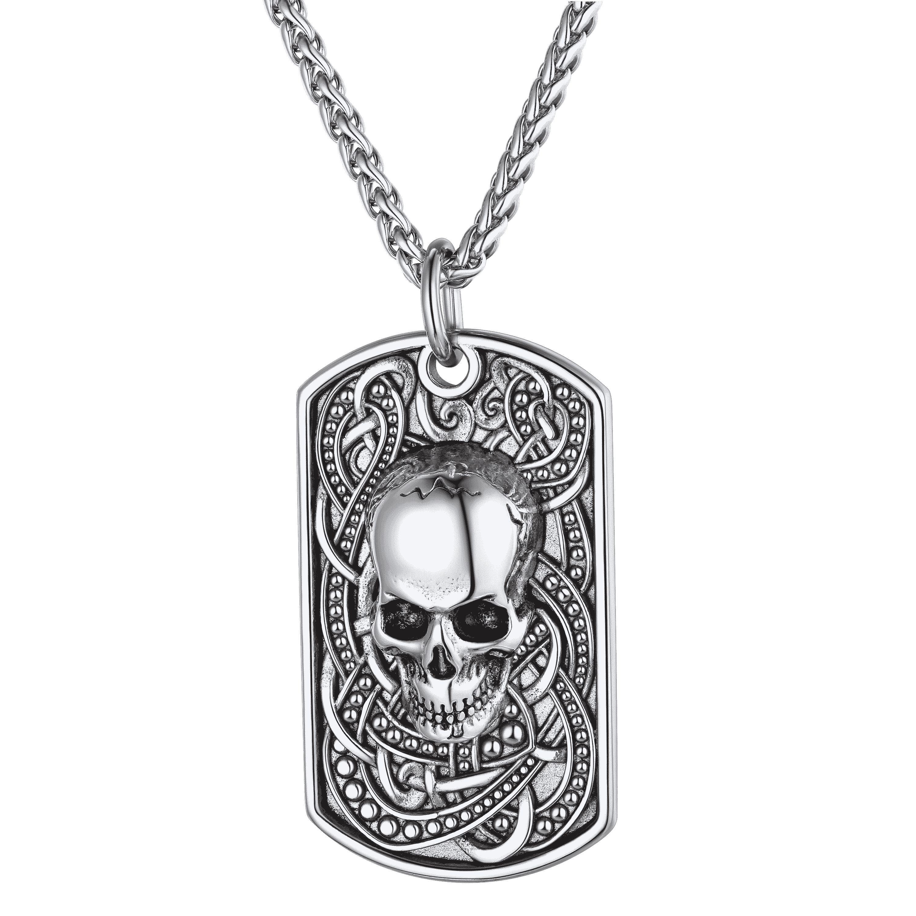 FaithHeart Custom Gothic Skull Dog Tag Pendant Necklace For Men FaithHeart