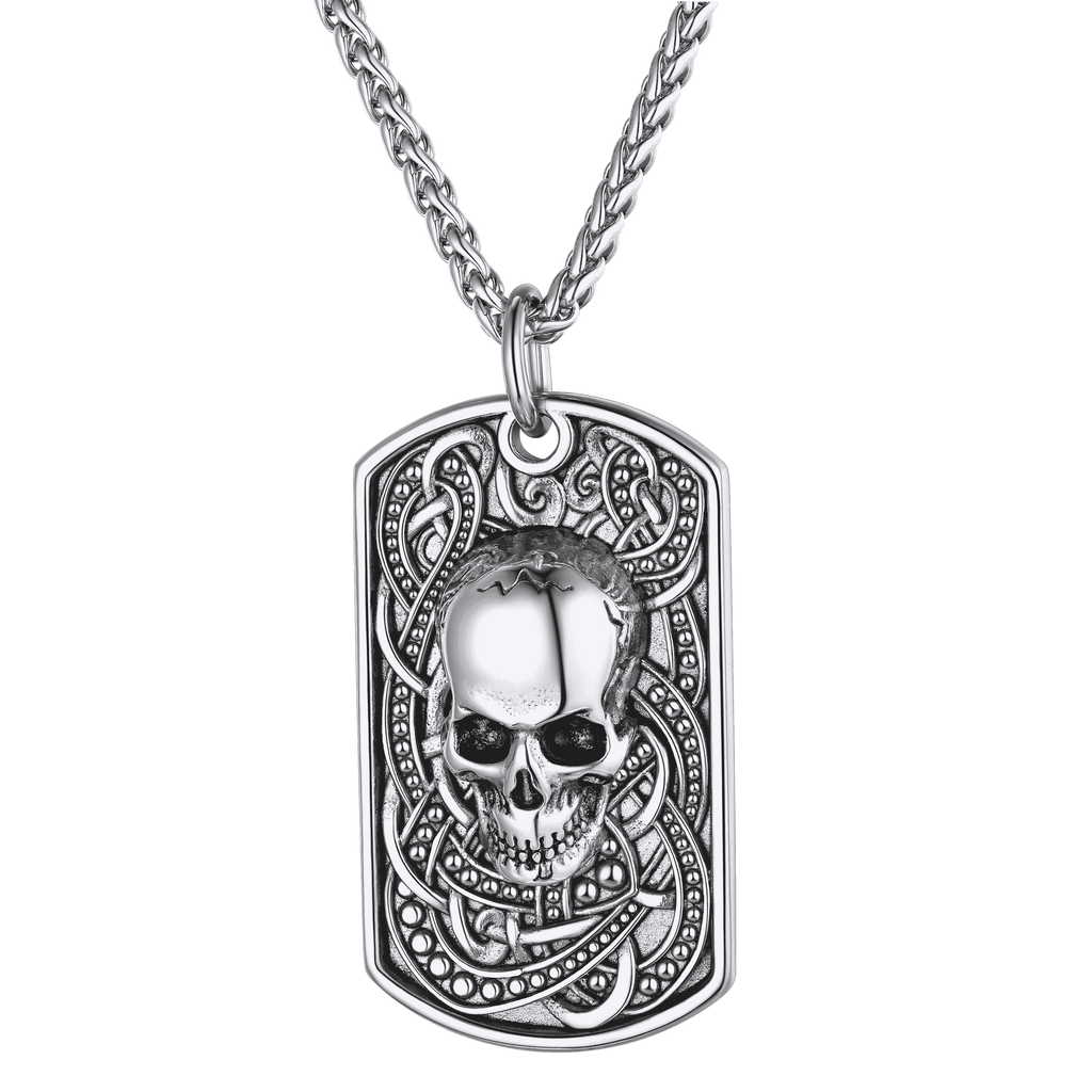 Skull Dog Tag Necklace for Men | Gothic Pendant – FaithHeart