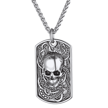 FaithHeart Custom Gothic Skull Dog Tag Pendant Necklace For Men FaithHeart