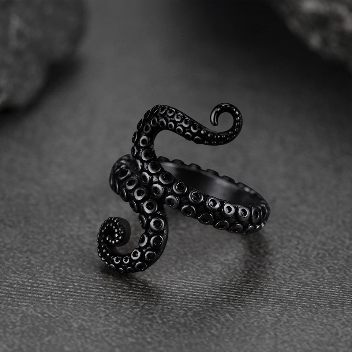 FaithHeart Punk Octopus Tentacle Ring For Men Stainless Steel FaithHeart