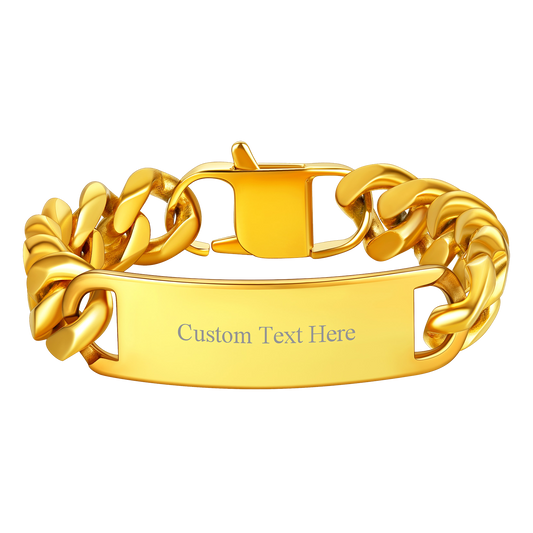FaithHeart Custom ID Chunky Miami Cuban Chain Bracelet For Men FaithHeart
