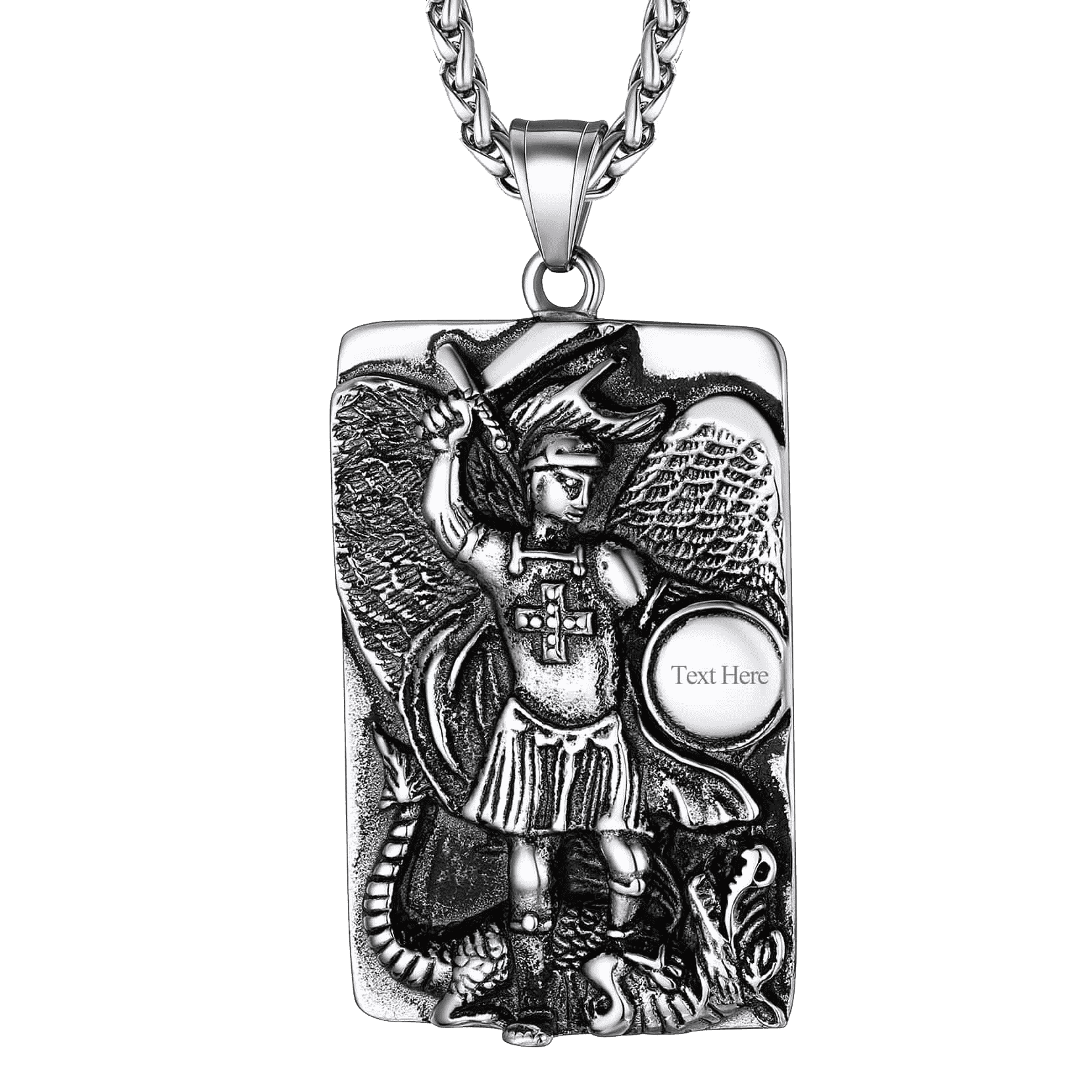 Engraved St. Michael Archangel Dog Tag Necklace