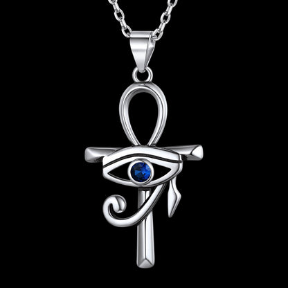FaithHeart Egyptian Eye of Horus Ankh Cross Necklace Pendant For Men FaithHeart