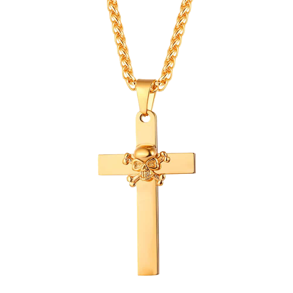 FaithHeart Punk Skull Cross Necklace for Men FaithHeart