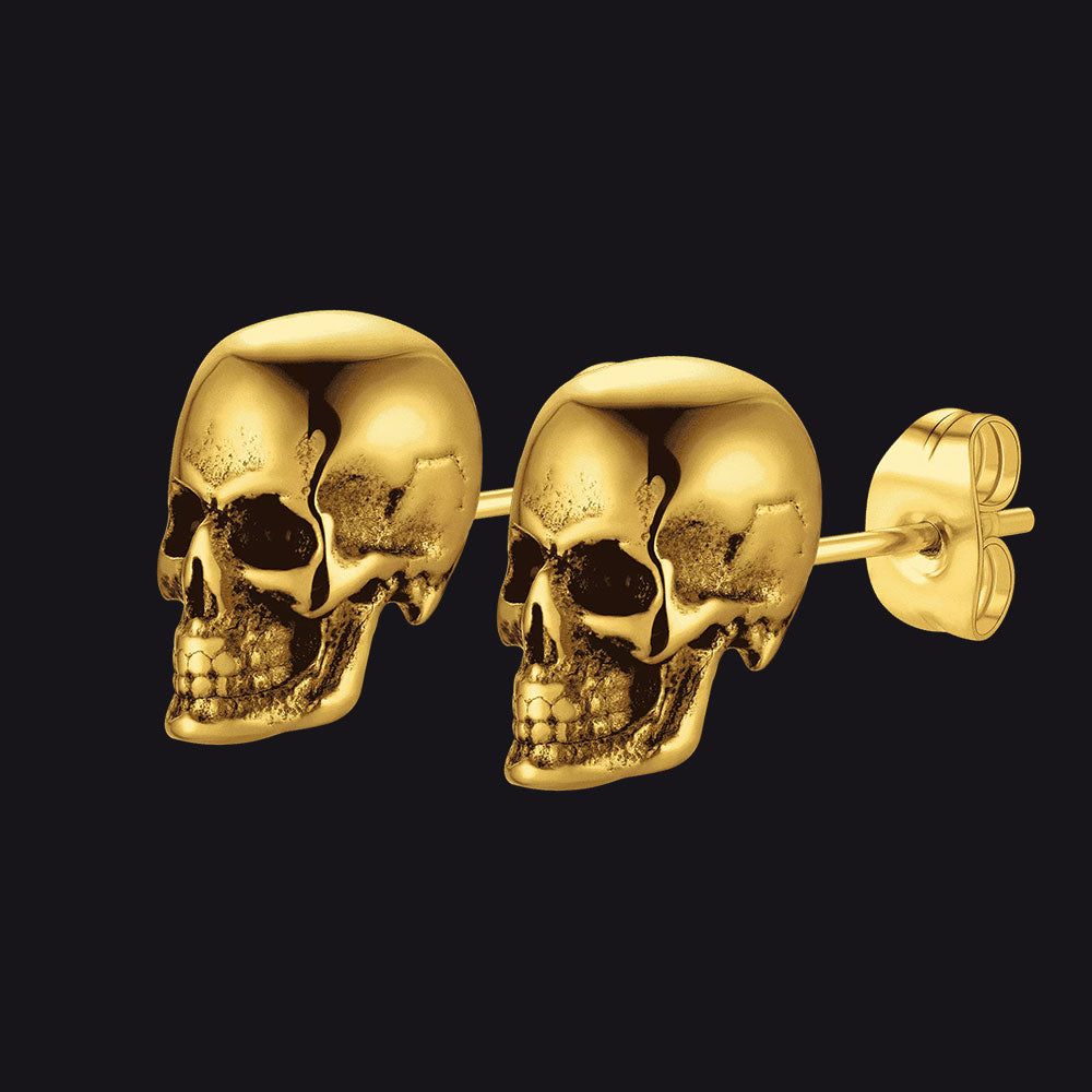 FaithHeart Punk Gothic Skull Stud Earrings For Men FaithHeart