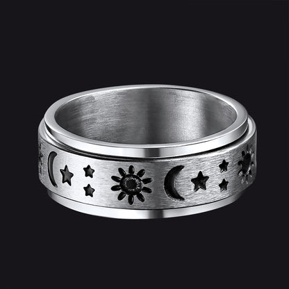 FaithHeart Moon Star Sun Ring Fidget Ring for Anxiety Stainless Steel FaithHeart