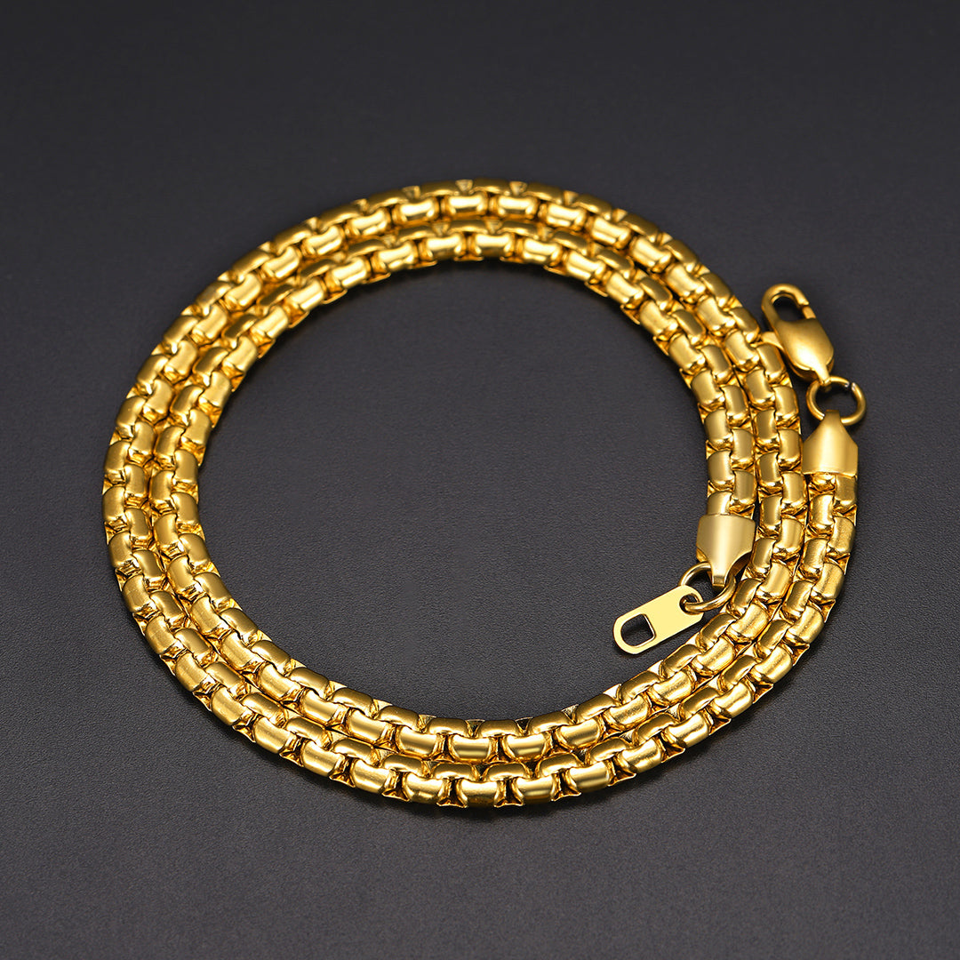 FaithHeart Flat Box Chain Necklace for Men Women FaithHeart